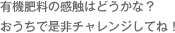 有機肥料の感触はどうかな？おうちで是非チャレンジしてね！