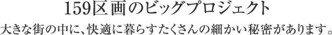 159区画のビッグプロジェクト 大きな街の中に、快適に暮らすたくさんの細かい秘密があります。